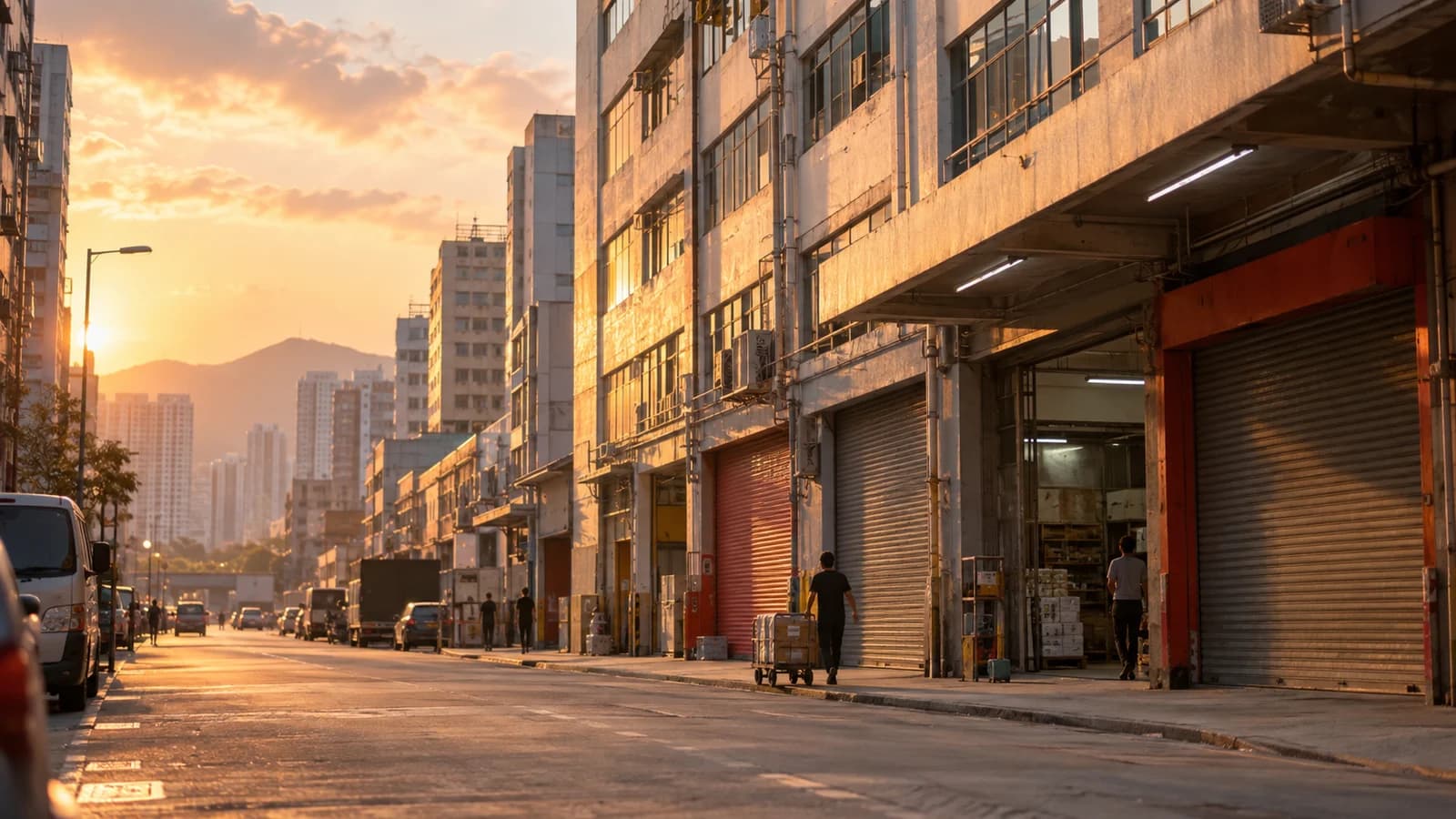 長沙灣工業區街道，黃昏時分