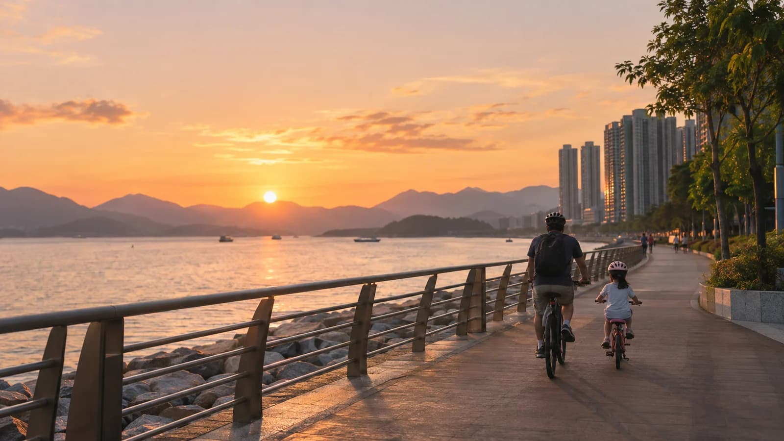 馬鞍山海濱長廊，日落時分望住吐露港