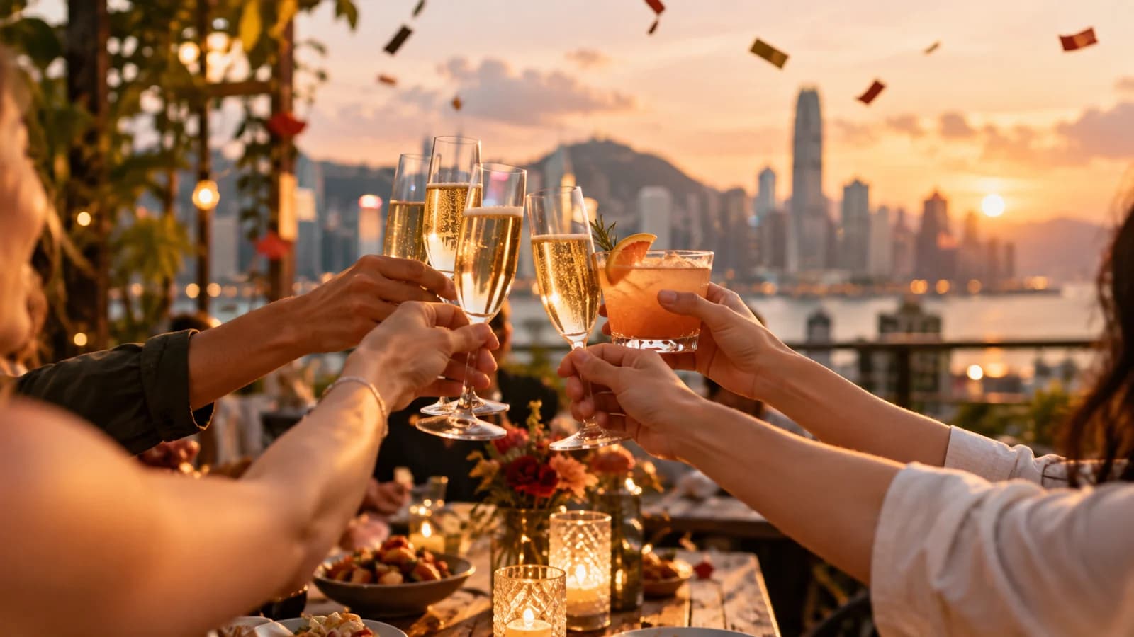 朋友慶祝並碰杯